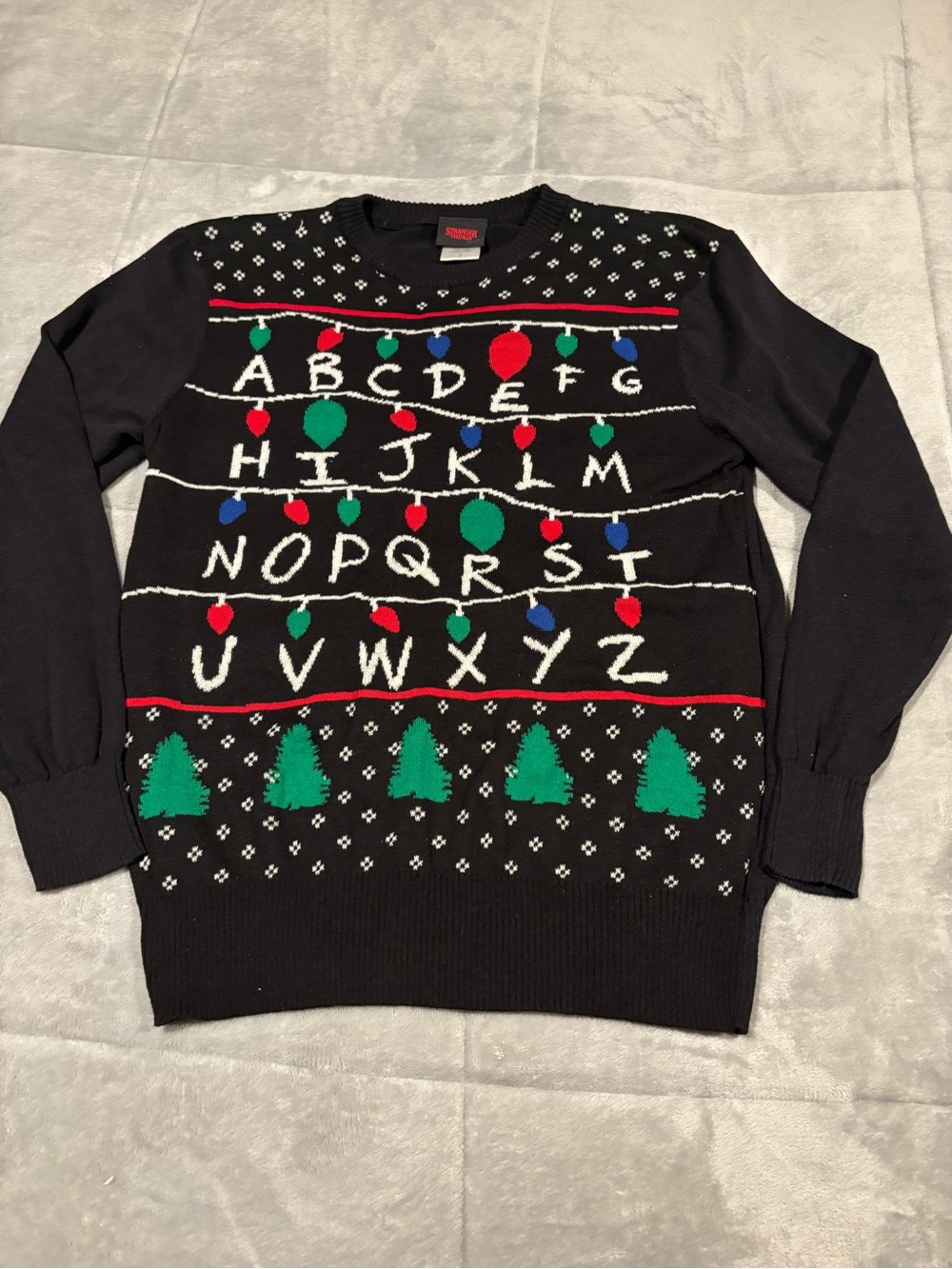 Stranger Things Ugly Christmas Sweater Small Alphabet Light Wall Bioworld